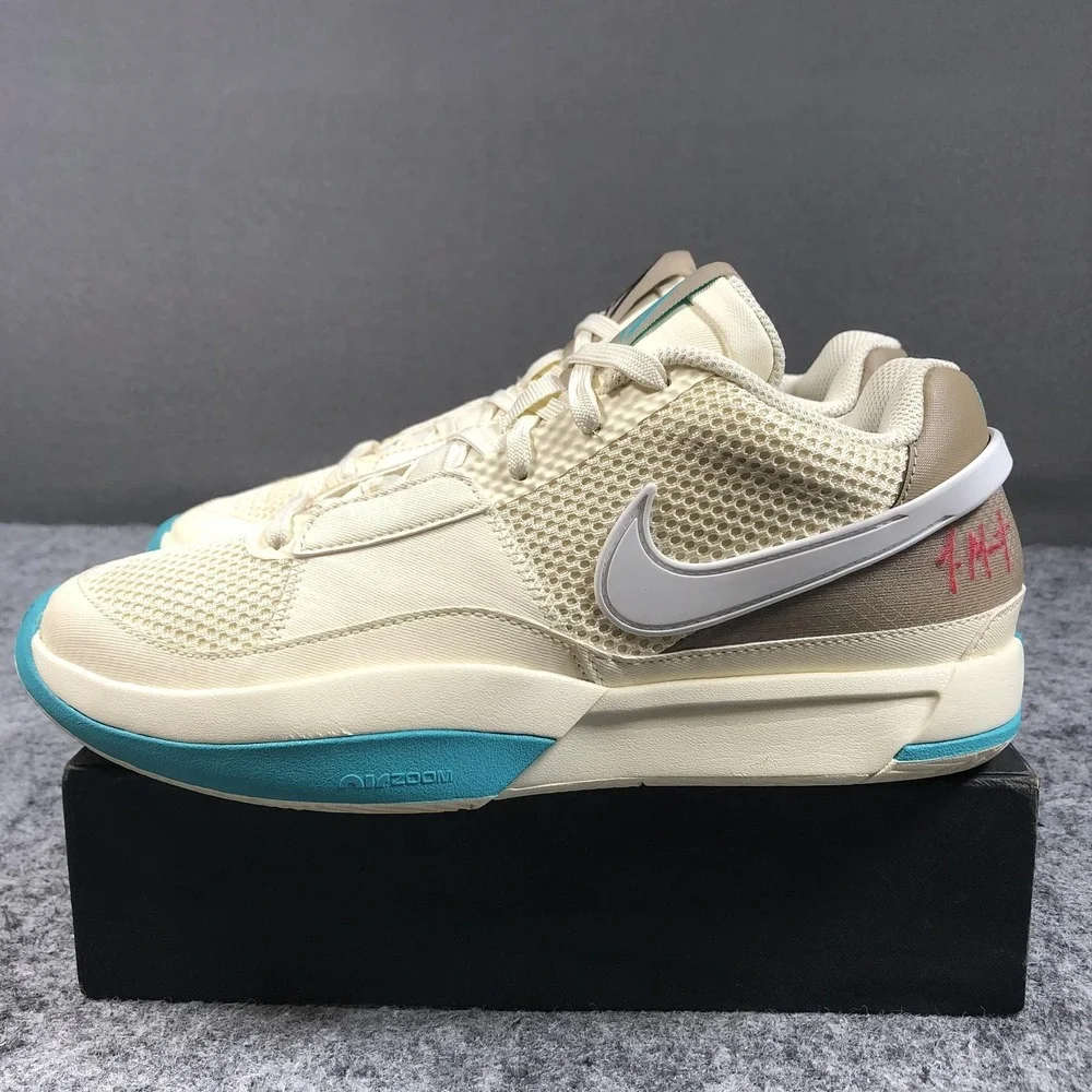 Nike Ja 1 DR8785-102 Shoes Mens 7.5 Beige Teal Low Top Basketball Sneakers
